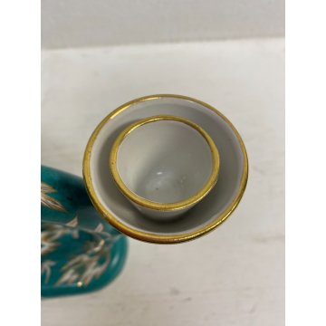 ANTICO CANDELABRO CERAMICA Lavenia DESIGN G. Andlovitz VERDE ORO 4 LUMI ART DECO