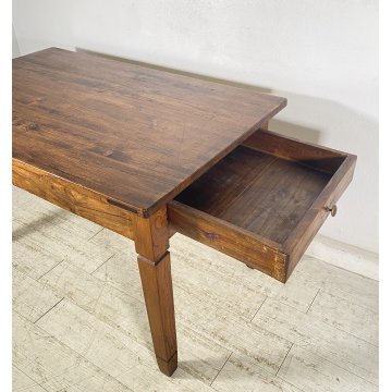 ANTICO TAVOLO PRANZO IMPERO RETTANGOLARE LEGNO NOCE 2 CASSETTI TABLE SALA 1800