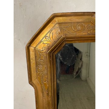 ANTICA SPECCHIERA VASSOIO CORNICE DORATA epoca 800 OLD SPECCHIO LEGNO FOGLIA ORO