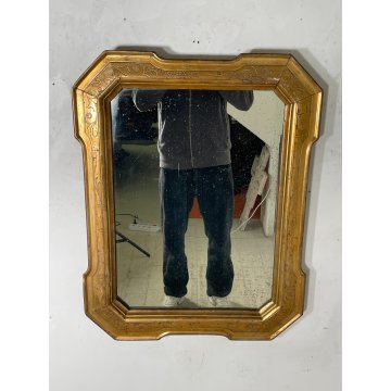 ANTICA SPECCHIERA VASSOIO CORNICE DORATA epoca 800 OLD SPECCHIO LEGNO FOGLIA ORO