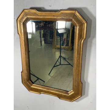 ANTICA SPECCHIERA VASSOIO CORNICE DORATA epoca 800 OLD SPECCHIO LEGNO FOGLIA ORO