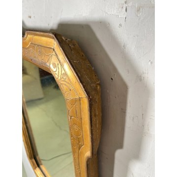 ANTICA SPECCHIERA VASSOIO CORNICE DORATA epoca 800 OLD SPECCHIO LEGNO FOGLIA ORO