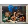 GRANDE QUADRO DIPINTO OLIO Arcangelo Maraga NATURA MORTA FRUTTA LIBRI VIOLINO