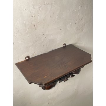 ANTICA MENSOLA DECORO BAROCCO LEGNO EPOCA '800 ESPOSITORE CONSOLLE SHELF OGGETTI