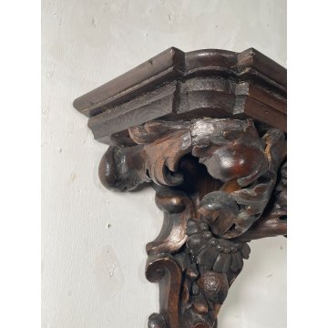 ANTICA MENSOLA DECORO BAROCCO LEGNO EPOCA '800 ESPOSITORE CONSOLLE SHELF OGGETTI