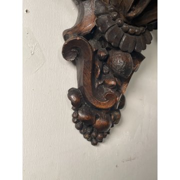 ANTICA MENSOLA DECORO BAROCCO LEGNO EPOCA '800 ESPOSITORE CONSOLLE SHELF OGGETTI