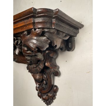 ANTICA MENSOLA DECORO BAROCCO LEGNO EPOCA '800 ESPOSITORE CONSOLLE SHELF OGGETTI