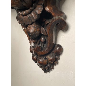 ANTICA MENSOLA DECORO BAROCCO LEGNO EPOCA '800 ESPOSITORE CONSOLLE SHELF OGGETTI