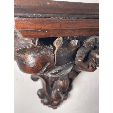 ANTICA MENSOLA DECORO BAROCCO LEGNO EPOCA '800 ESPOSITORE CONSOLLE SHELF OGGETTI