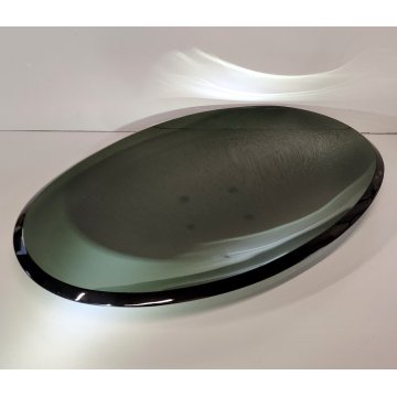VASSOIO DESIGN Fontana Arte by Max Ingrand 1950 BOWL VETRO MOLATO VERDE 25x38 cm