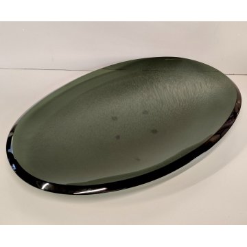 VASSOIO DESIGN Fontana Arte by Max Ingrand 1950 BOWL VETRO MOLATO VERDE 25x38 cm
