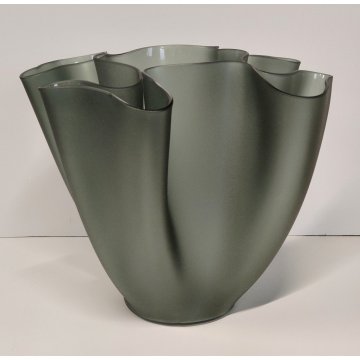 VASO CARTOCCIO DESIGN Pietro Chiesa FONTANA ARTE anni 30 VETRO FUME Fazzoletto