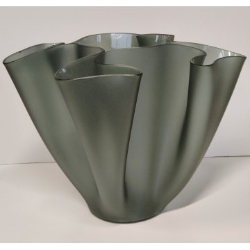 VASO CARTOCCIO DESIGN Pietro Chiesa FONTANA ARTE anni 30 VETRO FUME Fazzoletto
