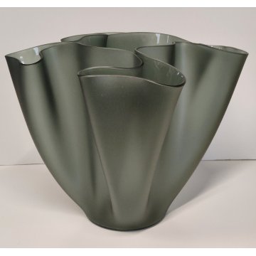 VASO CARTOCCIO DESIGN Pietro Chiesa FONTANA ARTE anni 30 VETRO FUME Fazzoletto