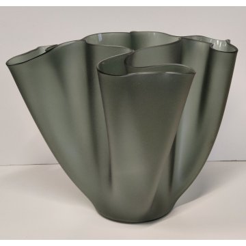 VASO CARTOCCIO DESIGN Pietro Chiesa FONTANA ARTE anni 30 VETRO FUME Fazzoletto