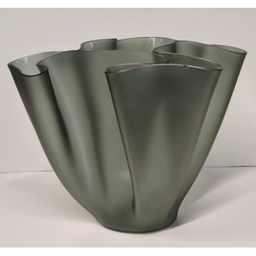 VASO CARTOCCIO DESIGN Pietro Chiesa FONTANA ARTE anni 30 VETRO FUME Fazzoletto