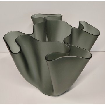 VASO CARTOCCIO DESIGN Pietro Chiesa FONTANA ARTE anni 30 VETRO FUME Fazzoletto
