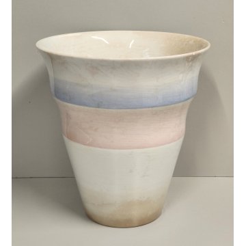 VASO CERAMICA SMALTATA Lavenia LAVENO epoca ANNI 50 Italia DESIGN Azzurro Rosa