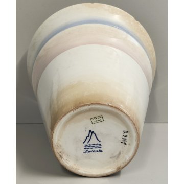 VASO CERAMICA SMALTATA Lavenia LAVENO epoca ANNI 50 Italia DESIGN Azzurro Rosa