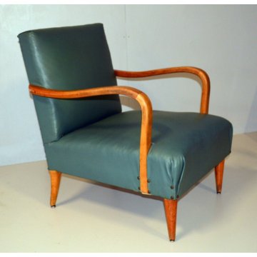 ANTICA POLTRONA anni 50 SEDIA IMBOTTITA DESIGN BUFFA PARISI SALA STUDIO CHAIR ol