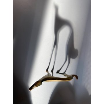SCULTURA FIGURA LEVRIERO RUSSO Barzoï METALLO DORATO STILE ART DECO 15 cm/h