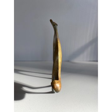 SCULTURA FIGURA LEVRIERO RUSSO Barzoï METALLO DORATO STILE ART DECO 15 cm/h