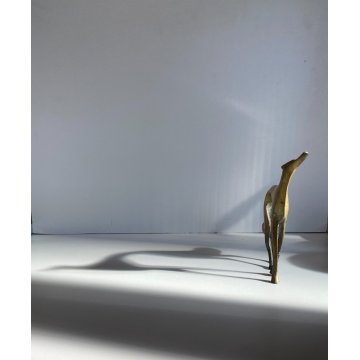 SCULTURA FIGURA LEVRIERO RUSSO Barzoï METALLO DORATO STILE ART DECO 15 cm/h