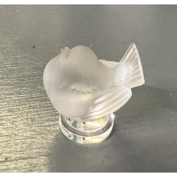 SCULTURA CRISTALLO VINTAGE Lalique France UCCELLO BIRD FIGURE SPARROW GLASS