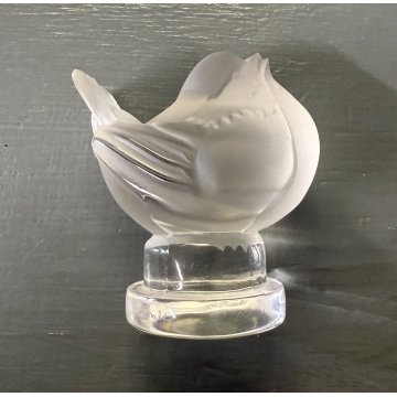 SCULTURA CRISTALLO VINTAGE Lalique France UCCELLO BIRD FIGURE SPARROW GLASS