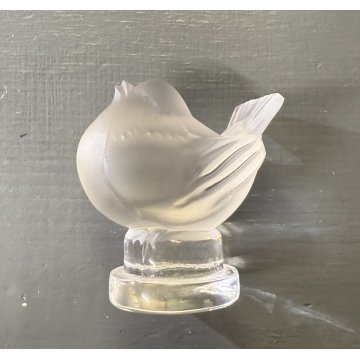 SCULTURA CRISTALLO VINTAGE Lalique France UCCELLO BIRD FIGURE SPARROW GLASS