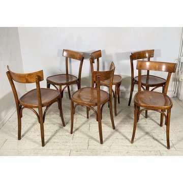 LOTTO 6 SEDIE THONET ANTICHE LEGNO FAGGIO CURVATO PRIMI 1900 CHAIR OSTERIA