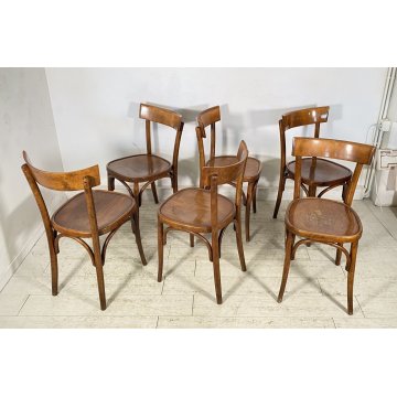 LOTTO 6 SEDIE THONET ANTICHE LEGNO FAGGIO CURVATO PRIMI 1900 CHAIR OSTERIA