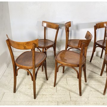 LOTTO 6 SEDIE THONET ANTICHE LEGNO FAGGIO CURVATO PRIMI 1900 CHAIR OSTERIA