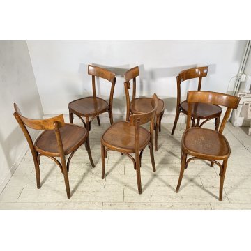 LOTTO 6 SEDIE THONET ANTICHE LEGNO FAGGIO CURVATO PRIMI 1900 CHAIR OSTERIA