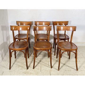 LOTTO 6 SEDIE THONET ANTICHE LEGNO FAGGIO CURVATO PRIMI 1900 CHAIR OSTERIA