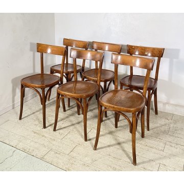 LOTTO 6 SEDIE THONET ANTICHE LEGNO FAGGIO CURVATO PRIMI 1900 CHAIR OSTERIA