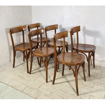 LOTTO 6 SEDIE THONET ANTICHE LEGNO FAGGIO CURVATO PRIMI 1900 CHAIR OSTERIA