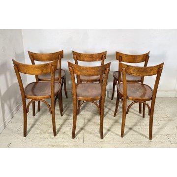 LOTTO 6 SEDIE THONET ANTICHE LEGNO FAGGIO CURVATO PRIMI 1900 CHAIR OSTERIA