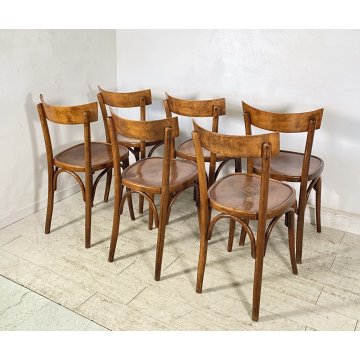 LOTTO 6 SEDIE THONET ANTICHE LEGNO FAGGIO CURVATO PRIMI 1900 CHAIR OSTERIA