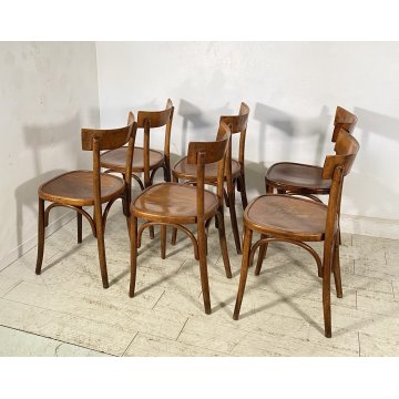 LOTTO 6 SEDIE THONET ANTICHE LEGNO FAGGIO CURVATO PRIMI 1900 CHAIR OSTERIA