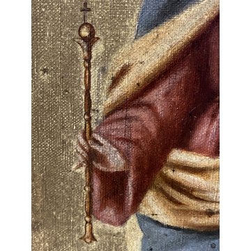 GRANDE DIPINTO OLIO Madonna Gesù BAMBINO MESSA PER LE ANIME del PURGATORIO '800