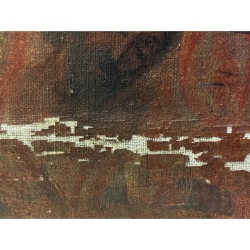 GRANDE DIPINTO OLIO Madonna Gesù BAMBINO MESSA PER LE ANIME del PURGATORIO '800