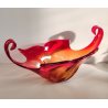 GRANDE VASO VETRO Murano ROSSO ARANCIONE anni 60 CENTROTAVOLA VINTAGE DESIGN 43,5 cm
