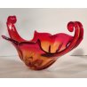 GRANDE VASO VETRO Murano ROSSO ARANCIONE anni 60 CENTROTAVOLA VINTAGE DESIGN 43,5 cm