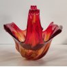 GRANDE VASO VETRO Murano ROSSO ARANCIONE anni 60 CENTROTAVOLA VINTAGE DESIGN 43,5 cm
