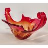 GRANDE VASO VETRO Murano ROSSO ARANCIONE anni 60 CENTROTAVOLA VINTAGE DESIGN 43,5 cm