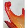 GRANDE VASO VETRO Murano ROSSO ARANCIONE anni 60 CENTROTAVOLA VINTAGE DESIGN 43,5 cm