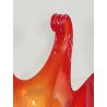 GRANDE VASO VETRO Murano ROSSO ARANCIONE anni 60 CENTROTAVOLA VINTAGE DESIGN 43,5 cm