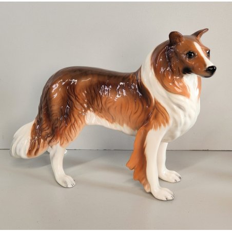 SCULTURA VOLUME Ceramica RONZAN Cane COLLIE Design Vintage STATUINA h. 22 cm DOG