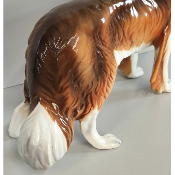 SCULTURA VOLUME Ceramica RONZAN Cane COLLIE Design Vintage STATUINA h. 22 cm DOG